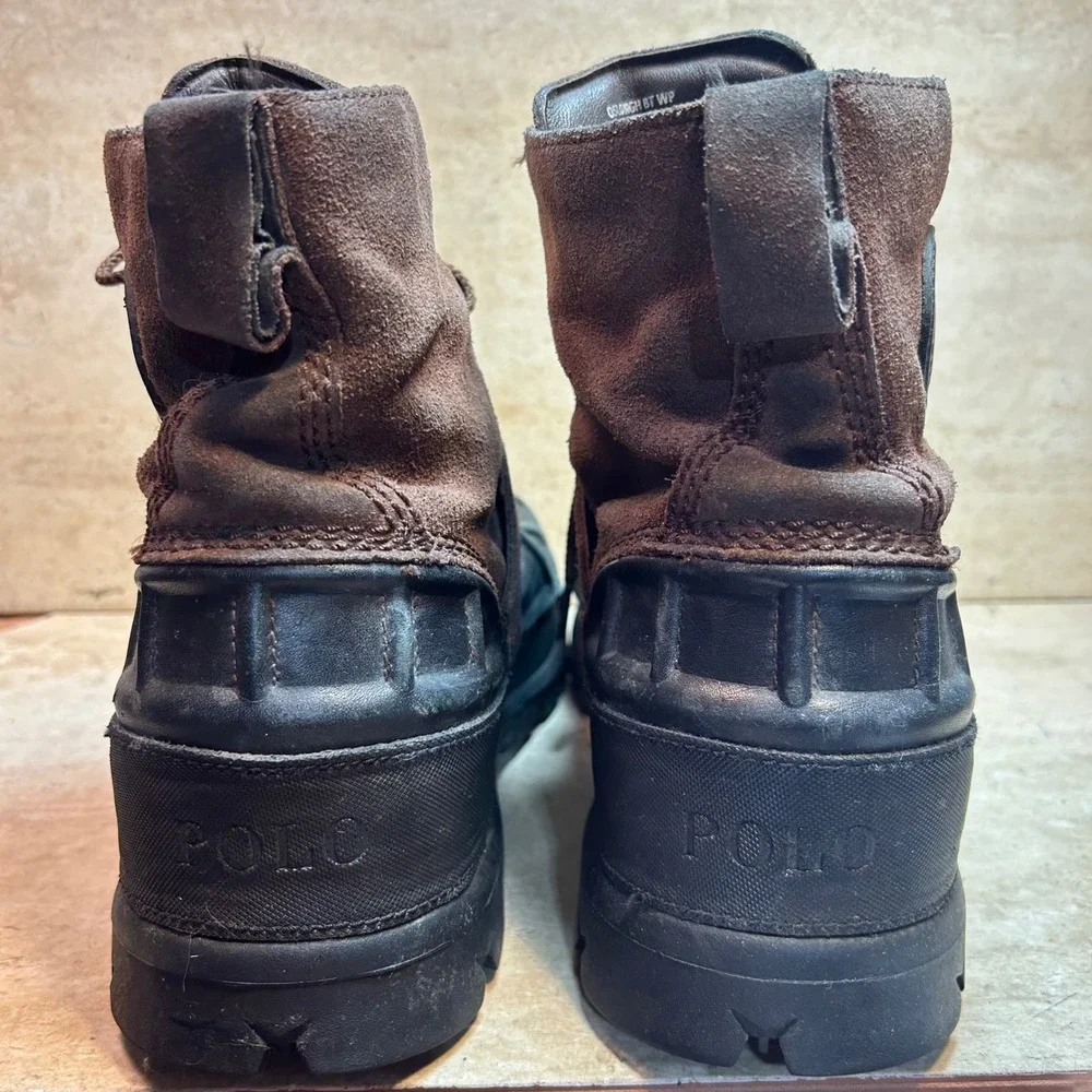 Polo Ralph Lauren Oslo High BT WP Mens Brown Black Leather Duck Boots 11D